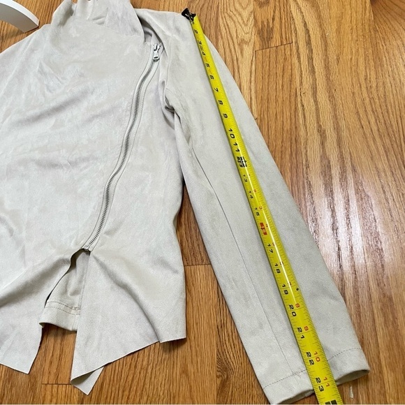 Philosophy neutral minimalist faux suede drapey zip moto jacket large collar NWT - Picture 10 of 14